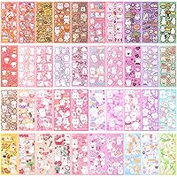 40 Sheets Kawaii Korean Deco Stickers Self Adhesive Bear Bunny Tiger Cat Kpop Stickers for Photocards Decorative Christmas Card Making Scrapbook Aesthetic Craft Valentines Gift Teen Girls Boys