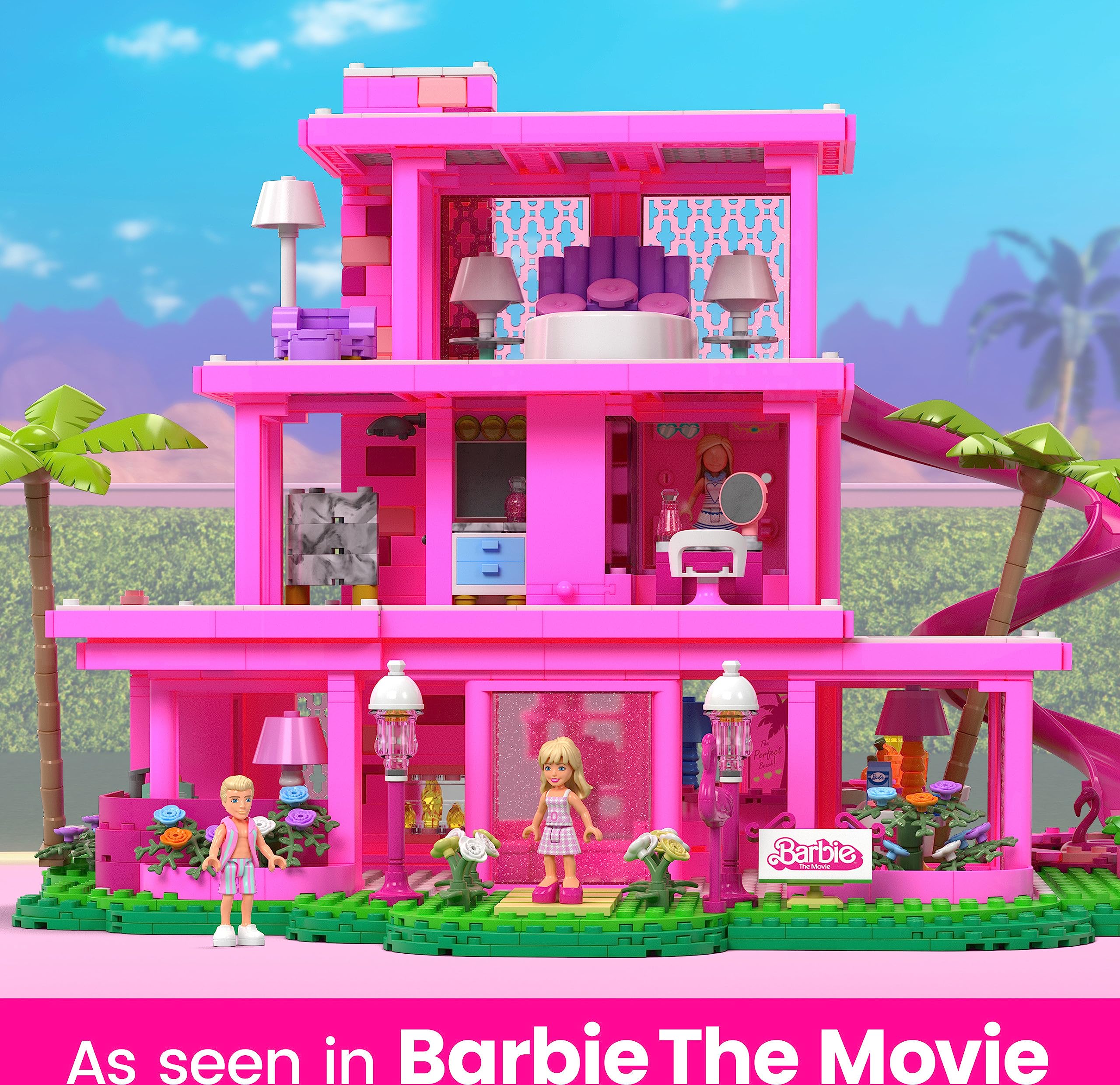 MEGA Barbie The Movie Building Toys for Adults, DreamHouse Replica with 1795 Pieces, Barbie and Ken Micro-Dolls and Accessories, for Collectors