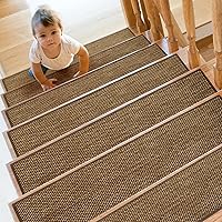 Natural Linen Non Slip Stair Treads for Wooden Steps Indoor, 8