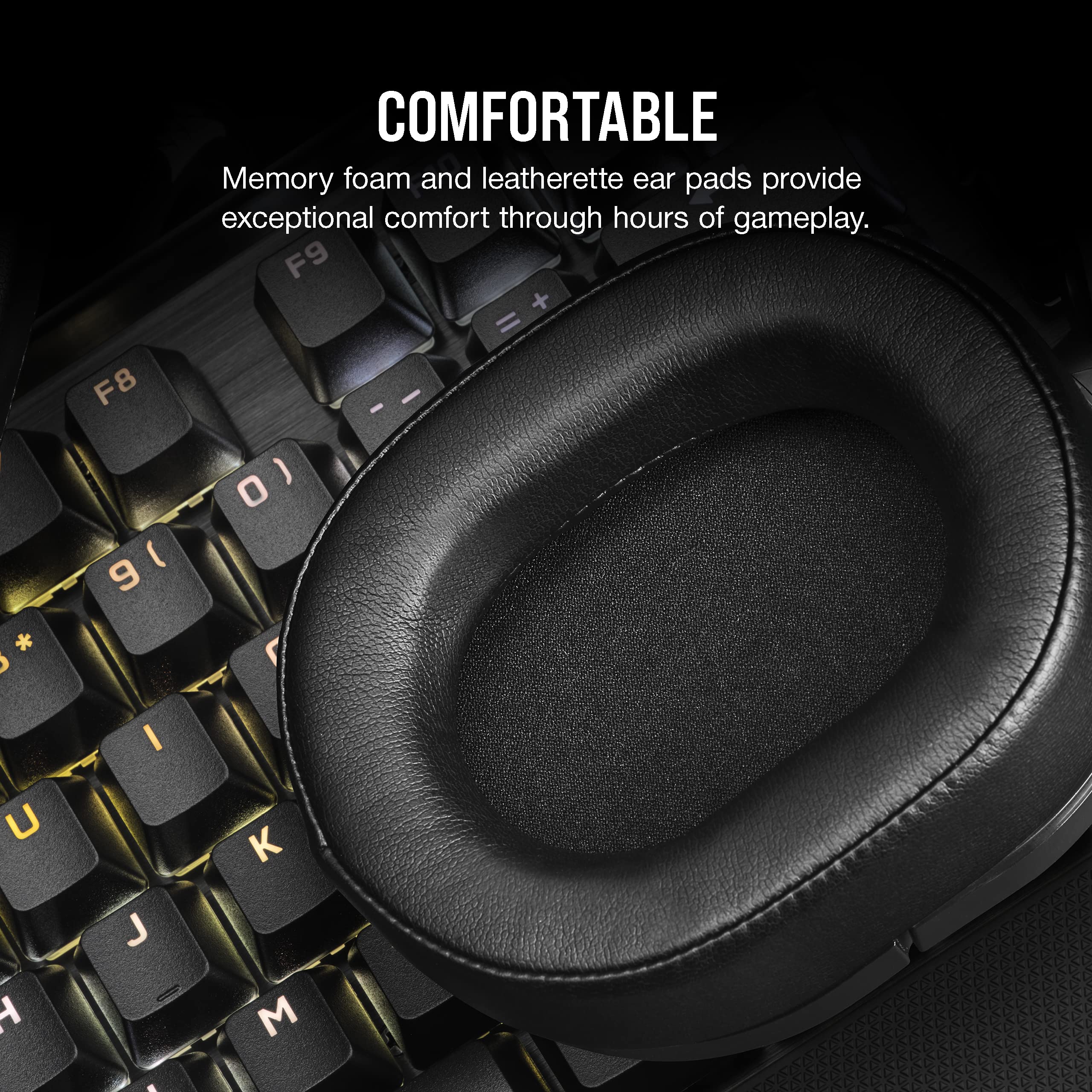 Corsair HS55 Wireless CORE Gaming Headset - Low-Latency 2.4Ghz, Up to 50ft Bluetooth Range, Lightweight Construction, Tempest 3D AudioTech Support on PS5, Omni-Directional Microphone - Black
