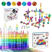 PicassoTiles 200PC Marble Run Race Track + 60PC Magnet Tiles Fun & Creative Playset Bundle: STEAM Learning & Educational Sensory Toy for Preschool & Kindergarten Kids Ages 3+, A Classroom Must Have