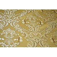 Damask Upholstery and Drapery, Jacquard Fabric Sold by The Yard (Gold)
