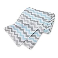 TL Care 100% Cotton Sweater Knit Blanket, Blue Zigzag, for Boys and Girls