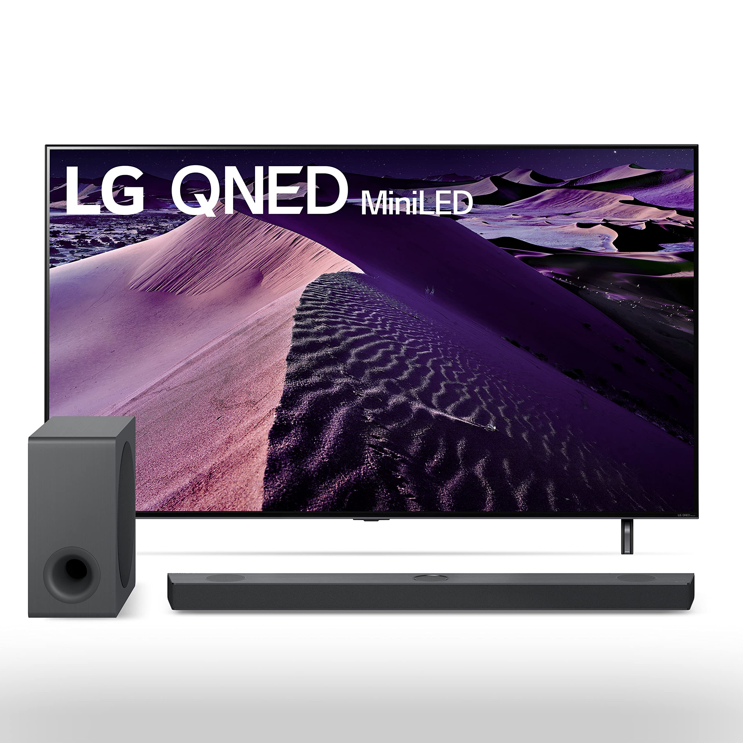 LG 55-inch Class QNED85 Series 4K Smart TV with Alexa Built-in 55QNED85UQA S90QY 5.1.3ch Sound bar w/Center Up-Firing, Dolby Atmos DTS:X, Works w/Alexa, Hi-Res Audio, IMAX Enhanced