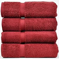 Chakir Turkish Linens Premium Cotton Absorbent Turkish Towels (Bath Towel - Set of 4, Cranberry)