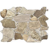 CONCORD WALLCOVERINGS ™ Retro-Art 3D Wall Panels, Pack of 10, Wild Stone in Brown Beige Grey, PVC, 17.5