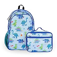 Wildkin 15 Inch Kids Backpack Bundle with Lunch Box Bag (Dinosaur Land)