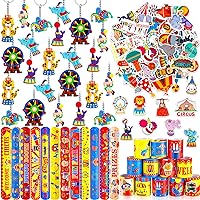 98 Pcs Circus Party Favors Include Circus Slap Bracelets Cute Circus Stickers Clown Animal Keychains Carnival Party Favors for Circus Carnival Birthday Party Supplies Classroom Rewards