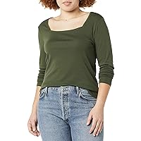 Amazon Essentials Women's Slim-Fit Long Sleeve Square Neck T-Shirt