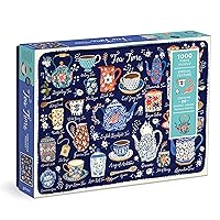 Tea Time 1000 Piece Puzzle with Shaped Pieces from Galison - 27” x 20” Puzzle with 20 Uniquely Shaped Pieces, Colorful Artwork, Thick & Sturdy Pieces, Challenging and Fun Puzzling Activity for Adults