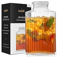 68oz Glass Pitcher with Lid (2 Lids) - Rectangle Beverage Serveware and Storage Container for Hot or Cold. Kool Aid Lemonade Pitcher, Water Containers, 2 Quart