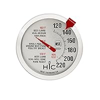HIC Kitchen Oven Safe Meat Thermometer, Large 2-Inch Easy-Read Face, Durable Stainless Steel Stem, Accurate Temperature Reading, Perfect for Roasting and Grilling
