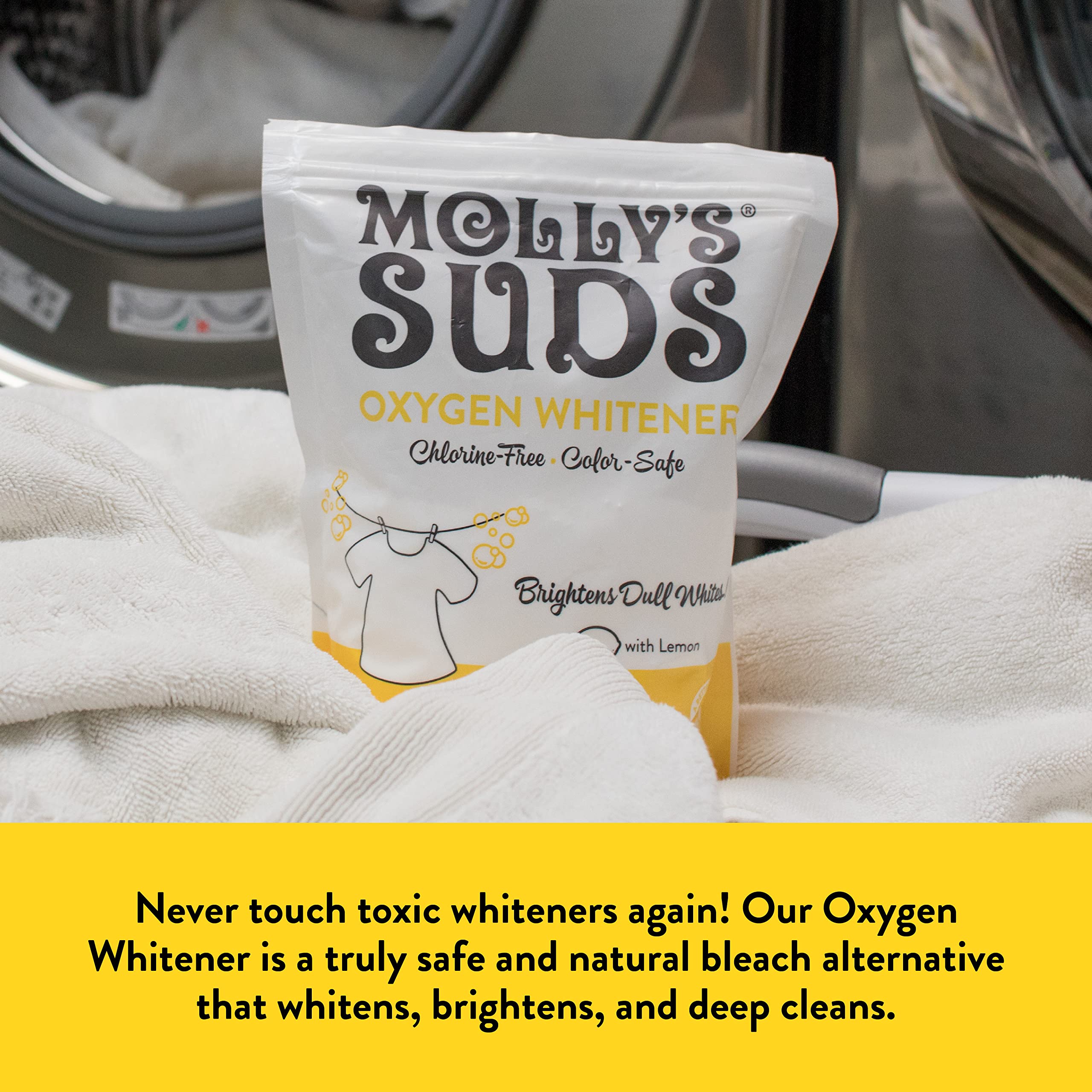 Molly's Suds Natural Oxygen Whitener | Natural Bleach Alternative, Plant-Derived Ingredients | Whitens Brights and Brightens Colors (Pure Lemon Essential Oil - 41.09 oz)