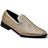 SPK24 Men Vintage Spikes Sparkle Formal Tuxedo Stage Fashion Slip On Loafer Dress Shoes