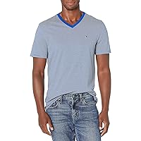 Tommy Hilfiger Men's Short Sleeve Striped V-Neck Cotton T-Shirt