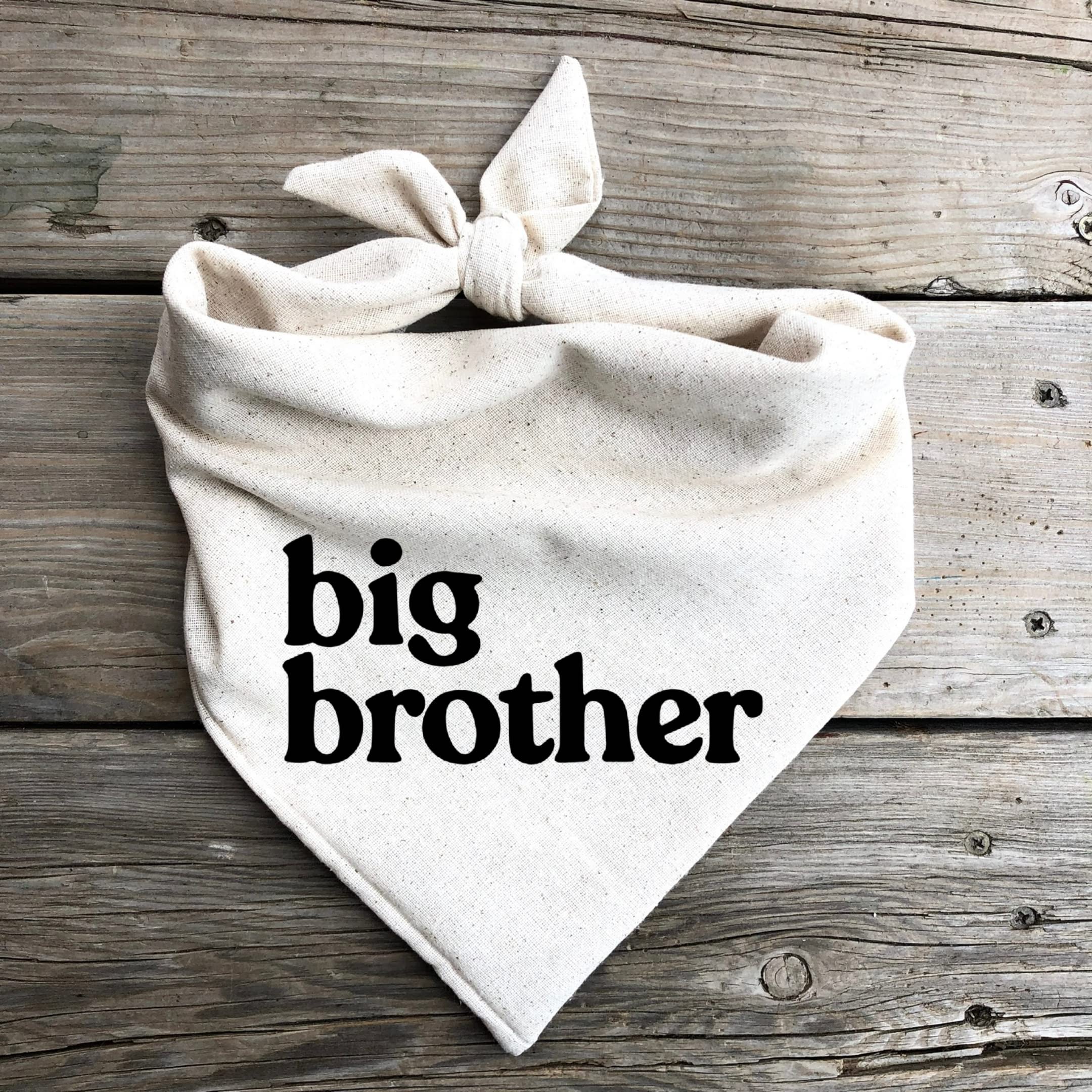 Dog Bandana Pregnancy Announcement Big Brother Baby Reveal Oatmeal Cream Minimal Neutral Color Announcement to Family (Large)