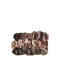 Kristin Ess Velvet Skinnies Scrunchie Set for Women - No Crease Scrunchies + Gentle Hair Ties For All Hair Types - Ponytail Holders, Elastic Hair Ties - Brunette 3 pack