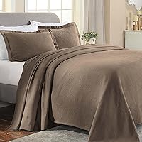 Superior Cotton Matelasse Bedspread Set, Oversized, Lightweight Bedding, 1 Quilt Bedspread, 2 Pillowshams, Coverlet Decor, Jacquard Weave, Paisley Collection, King, Taupe
