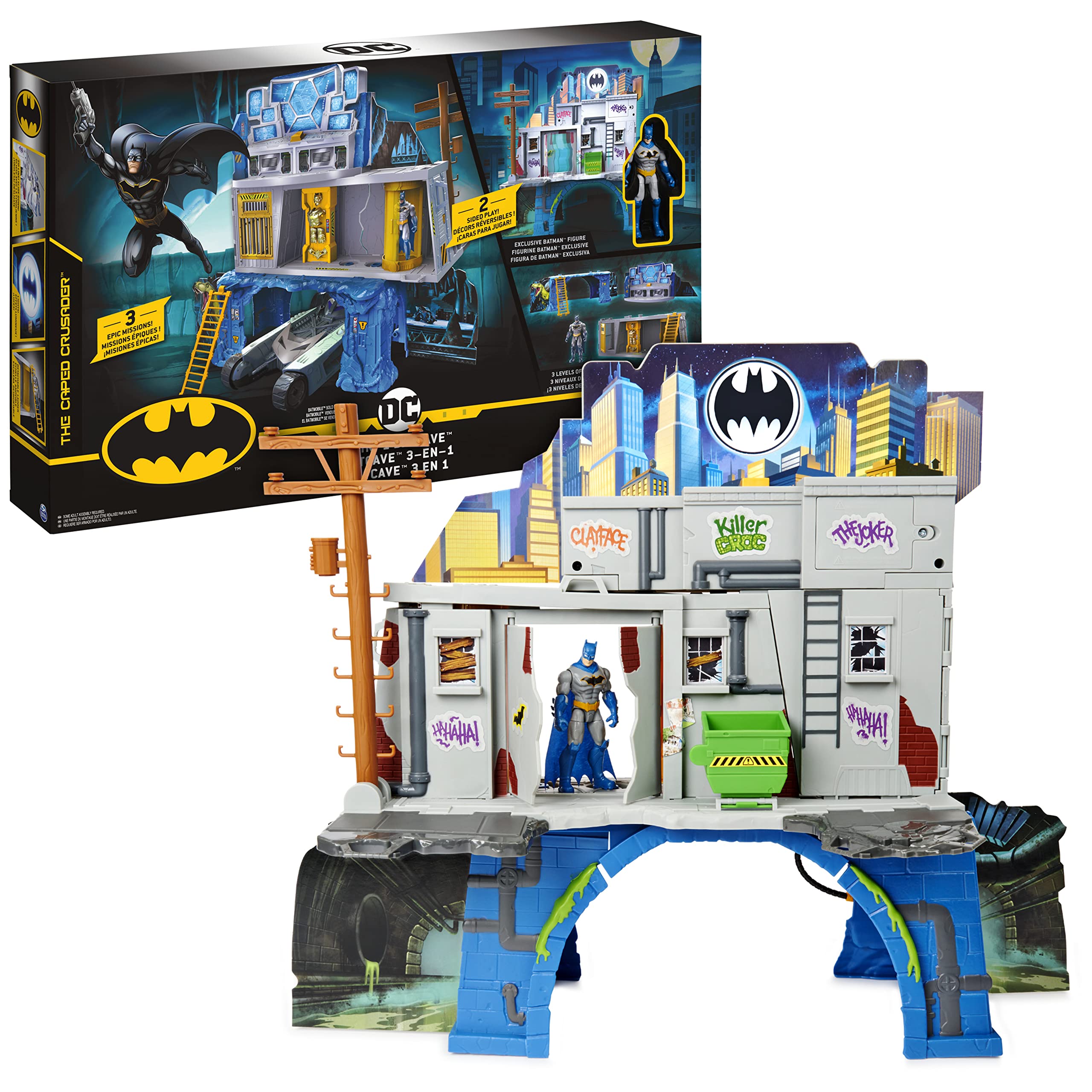 Batman 3-in-1 Batcave Playset with Exclusive 4-inch Batman Action Figure and Battle Armor, Gift Ideas for Your Holiday Toy List 2021