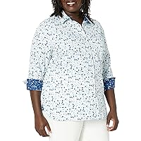 Foxcroft Women's Germaine 3/4 Sleeve Watercolor Dots Shirt