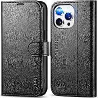 TUCCH Case Wallet for iPhone 15 Pro Max, Kickstand [RFID Blocking] 4 Card Slot PU Leather TPU Inner Shell, Magnetic Protective Flip Phone Cover Compatible with iPhone 15 Pro Max 2023, Textured Black
