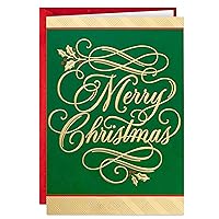 Hallmark Boxed Christmas Cards, Green and Gold (40 Cards with Envelopes)