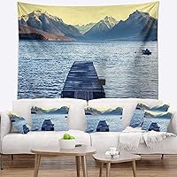 Designart ' Lake in Glacier National Park' Seashore Tapestry Blanket Décor Wall Art for Home and Office x Large: 80 in. x 68 in