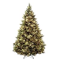 National Tree Company 'Feel Real' Pre-lit Artificial Christmas Tree | Includes Pre-strung White Lights | Flocked with Cones | Carolina Pine - 6.5 ft