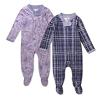 HonestBaby Sleep and Play Footed Pajamas One-Piece Sleeper Jumpsuit Zip-Front Pjs 100% Organic Cotton for Baby Girls