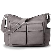 KALIDI Canvas Tote Bag Messenger Bag, Large Crossbody Bag for Women or Men, Casual Canvas Shoulder Bag for College Work Daily