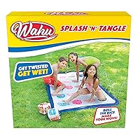 Wahu Splash 'N' Tangle Water Game for Kids Ages 5+ and Adults, Kids Outdoor Twister Water Game with Play Mat, Hose Connector, and 2 Dice, Multicolor