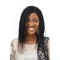 Twisted Wigs, Micro Million Twist Wig - Color 1 - 12 Inches. Ultra Thin and Light Synthetic Hand Braided Wigs for Black Women.