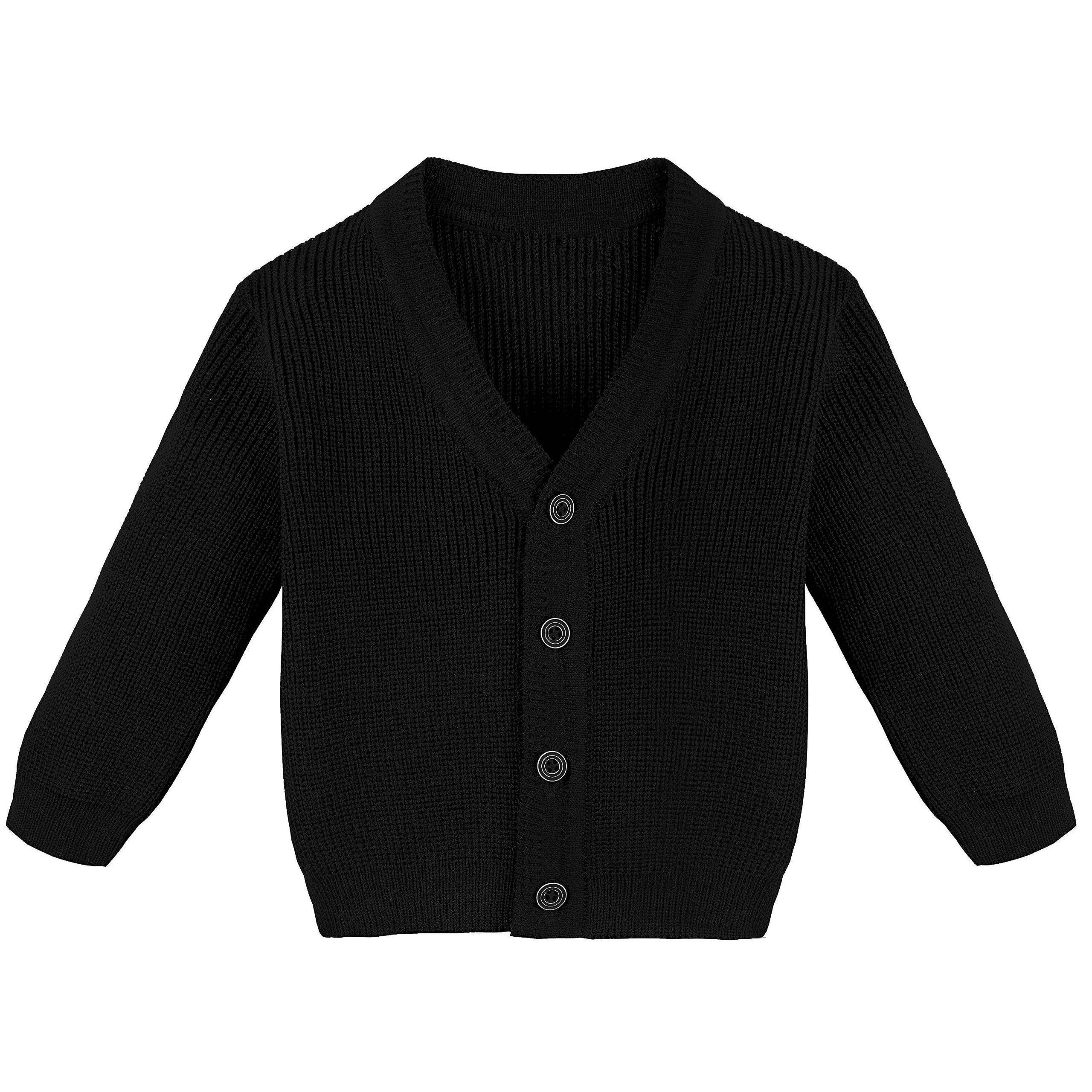 Lilax Baby Boys Basic Long Sleeve V-Neck Classic Knit Cardigan Sweater
