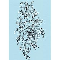 DaLin 4 Sheets Black Flower Temporary Tattoos Fake Tattoos for Women (Peony Flower)