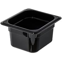 Carlisle FoodService Products Storplus Food Storage Container Food Pan, Chafing Pan for Catering, Buffets, Restaurants, Polycarbonate (Pc), 1/6 Size 4 Inches Deep, Black, (Pack of 6)