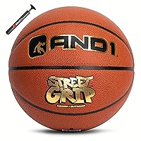 Street Grip Premium Composite Leather Basketball & Pump- Official Size 7 (29.5”) Streetball, Made for Indoor and Outdoor Basketball Games