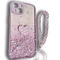 Women’s iPhone 13 case, Full Body Protective Cover 2023 Slim Phone case iPhone 13 Shockproof (Purple Glitter)