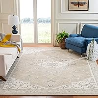 SAFAVIEH Micro-Loop Collection Area Rug - 9' x 12', Light Grey & Ivory, Handmade Medallion Wool, Ideal for High Traffic Areas in Living Room, Bedroom (MLP505F)