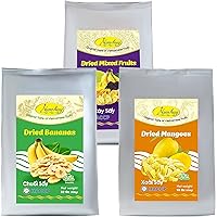 NAM HUY Vietnam's Dried Banana, Dried Mango, and Dried Mixed Fruit Snacks, Original Taste of Vietnamese Fruits, No-Added Sugar or Preservatives, Delicious Crispy Texture (Total 80 Oz)
