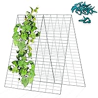 Garden Cucumber Trellis, 48 x 34 inch Adjustable Foldable A-Frame for Garden, Raised Bed or Greenhouse, Grow Support for Vegetables, Fruits, Climbing Plants - with 10 Plant Support Clips