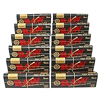RAW Classic Black 1 1/4 Size Natural Unrefined Ultra Thin 79mm Rolling Papers (12 Packs)