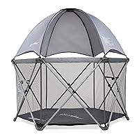 Baby Delight Go with Me Eclipse Deluxe Portable Playard | Playpen | Sun Canopy | Indoor and Outdoor | Elephant Grey