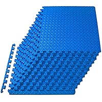 ProsourceFit Puzzle Exercise Mat ½ in, EVA Interlocking Foam Floor Tiles for Home Gym, Mat for Home Workout Equipment, Floor Padding for Kids, Blue, 24 in x 24 in x ½ in, 144 Sq Ft - 36 Tiles