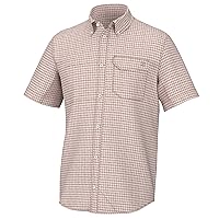 HUK Men's Tide Point Pattern Short Sleeve Shirt, Fishing Button Down