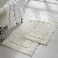 2-Pack Solid Loop with Non-Slip Backing Bath Mat Set (17-inch by 24-inch & 21-inch by 34-inch), White