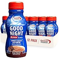 Premier Protein Good Night Protein Shake, Cozy Cocoa, 10g Protein, 2g Sugar, 12 Vitamins & Minerals, Nighttime Protein Blend, Magnesium, Zinc, 8.75 fl oz, 12 Pack