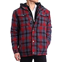 Hat and Beyond Mens Flannel Hoodie Jackets for Men Long Sleeve Plaid Shirt