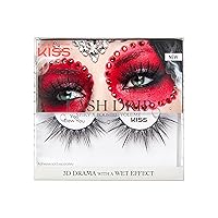 KISS Lash Drip False Eyelashes, Spiky X Boosted Volume, Unique Wet Look Hydrated Effect, Multi-Length Rewearable Fake Eyelashes, Wispy Crisscross Lash Pattern, Style ‘You Dew You’, 1 Pair
