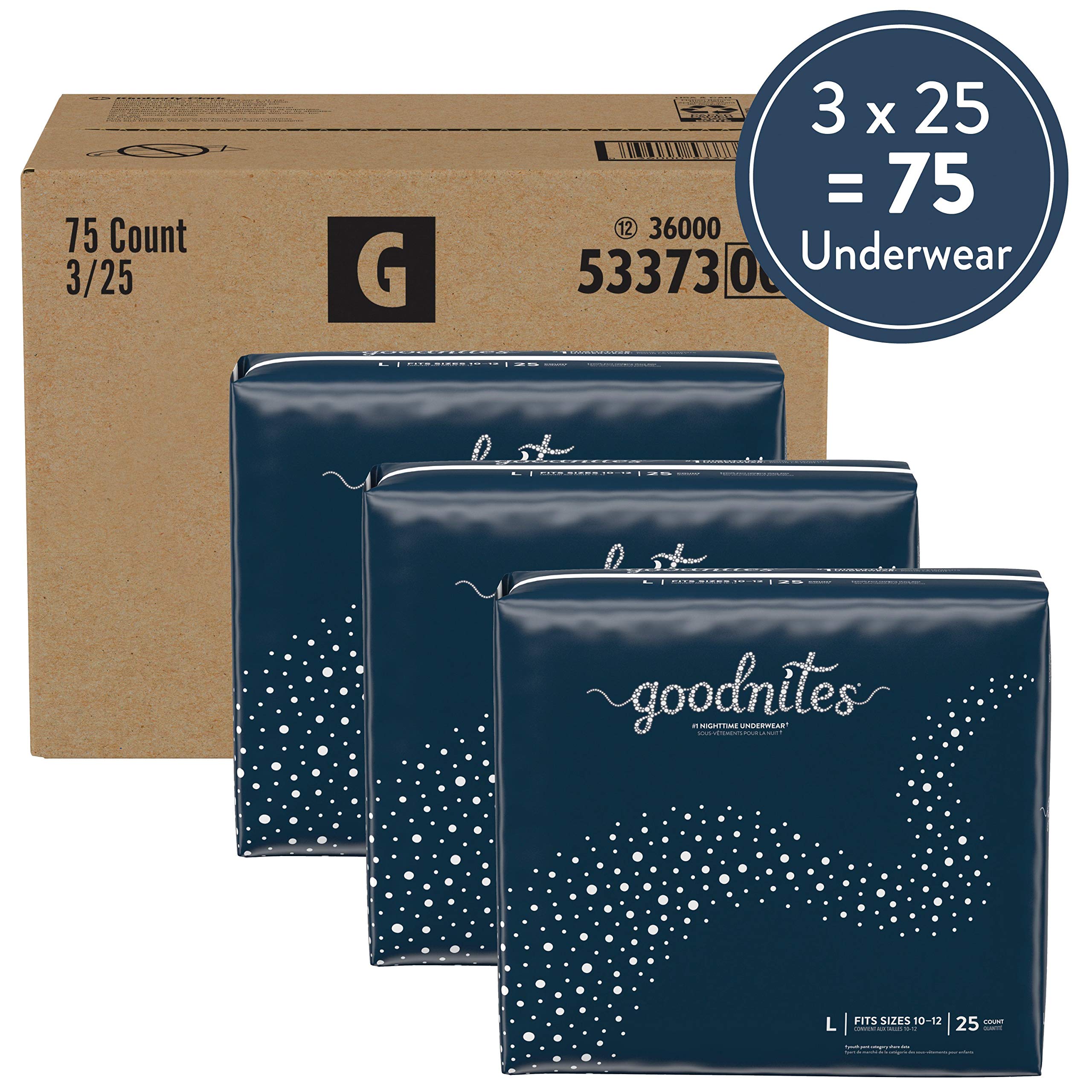 Goodnites Nighttime Bedwetting Underwear, Boys' L (68-95 lb.), 75ct, FSA/HSA-Eligible