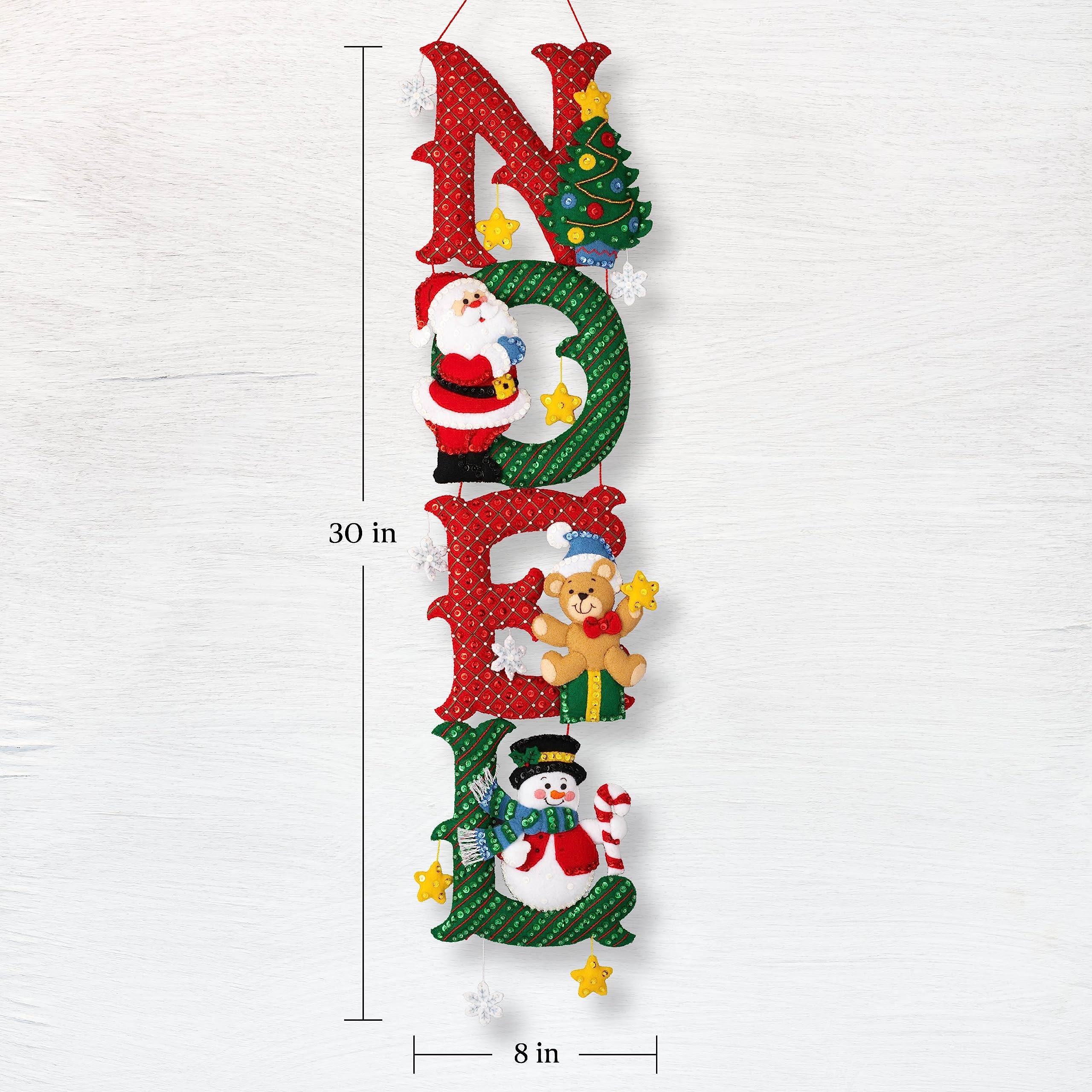 Bucilla Felt Applique Wall Hanging Kit, Noel, Perfect for Holiday DIY Arts and Crafts, 89655E